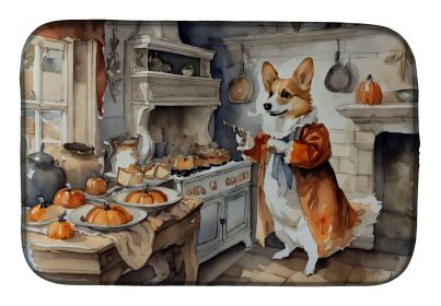 Corgi Fall Kitchen Pumpkins Dish Drying Mat Absorbent Dish Drying Mat Pad for Kitchen Counter Dish Drainer Mat for Countertop, 14 x 21", Multicol (Default: Default)